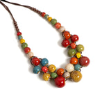 Boho Chic Multilayer Ceramic Necklace - Adjustable Vintage Statement Jewelry