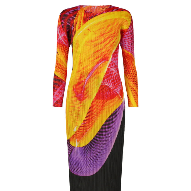 Vibrant Pleated Printed Maxi Dress Hover Image