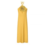 Radiant Gold Halter Maxi Dress