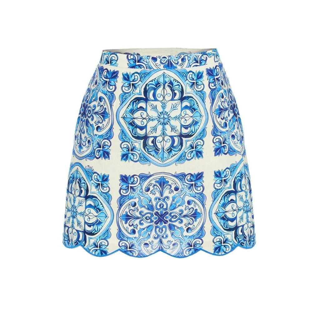 Divine Blue Tile Print Swimsuit