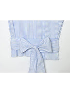Elegant Striped Bow Blouse