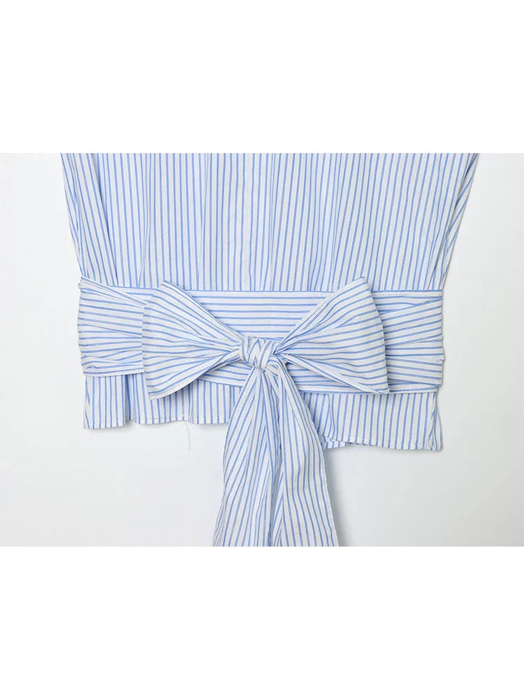 Elegant Striped Bow Blouse