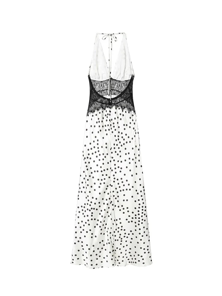 Radiant Lace Polka Dot Maxi Dress