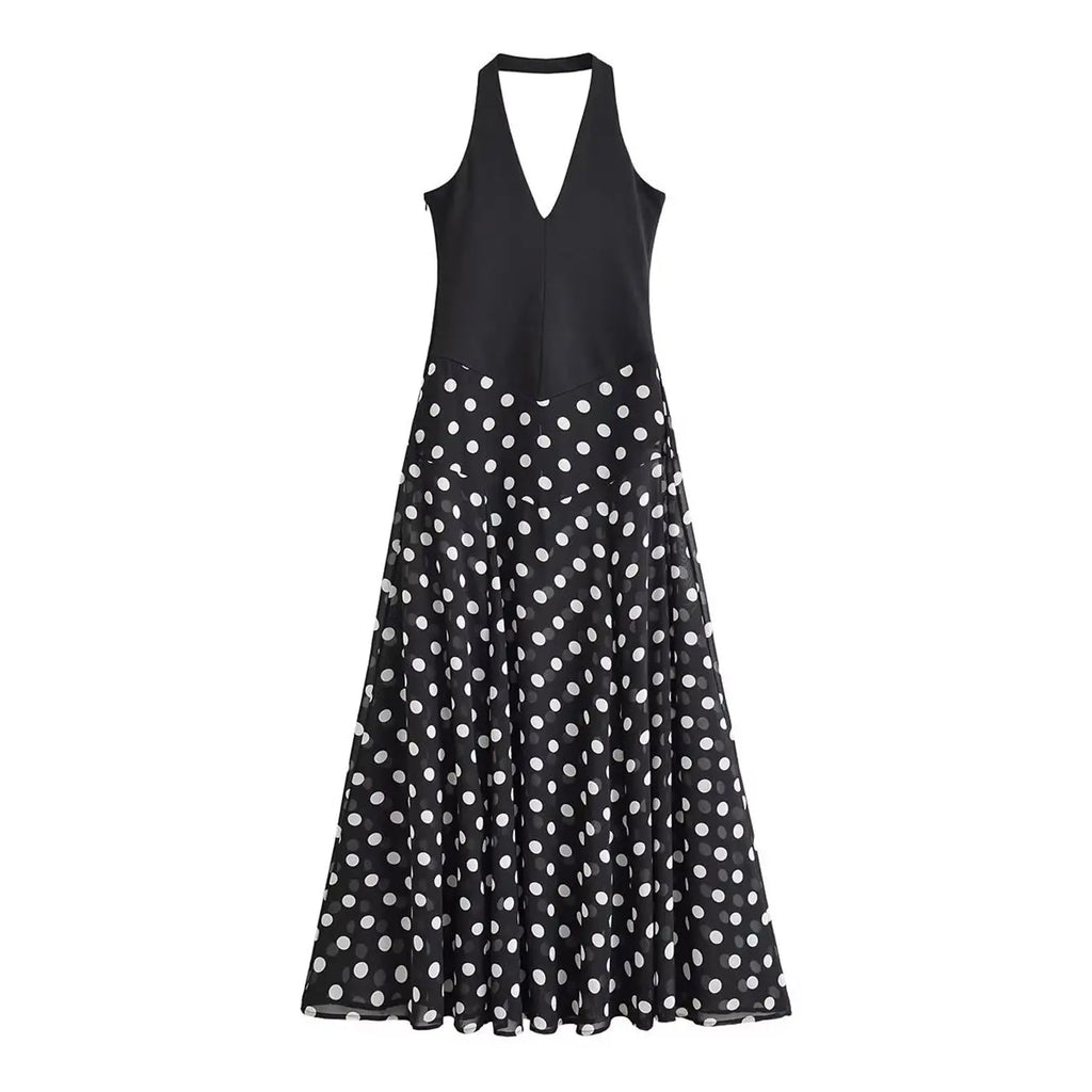 Free Spirit Polka Dot Halter Maxi Dress