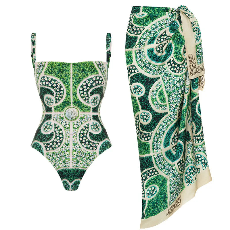 Elegant Printed One-Piece Swimsuit
