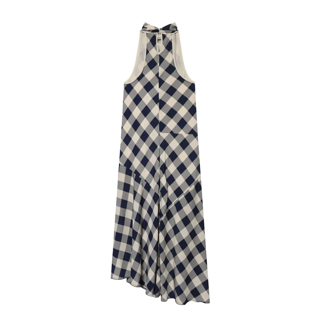 Ethereal Plaid Halter Midi Dress
