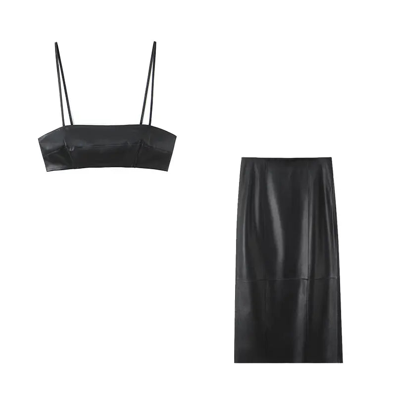 Fierce Faux Leather Midi Set