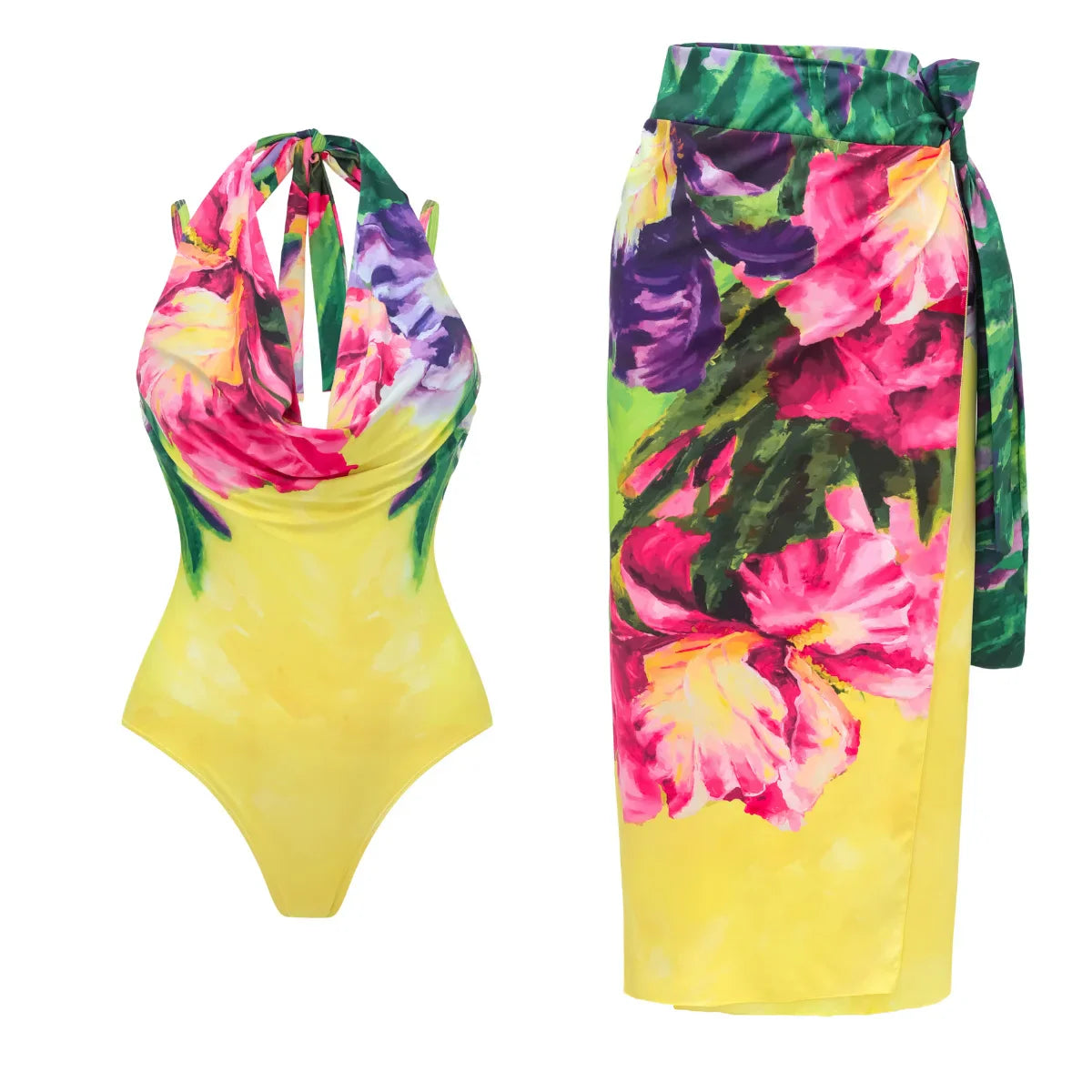 Vivacious Printed Halter One-Piece