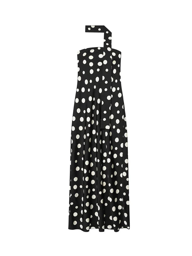 Elegant Polka Dot Maxi Dress Hover Image