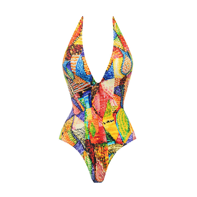 Vibrant Printed Tie-Front Bikini Set Hover Image