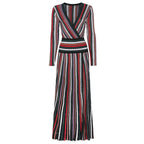 Vibrant Striped Knit Midi Dress