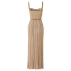 Elegant Striped Knit Maxi Dress
