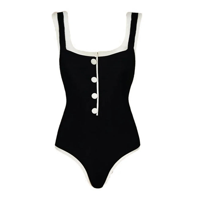 Elegant Striped Vintage One-Piece Hover Image