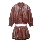 Audacious Faux Leather Two-Piece Set