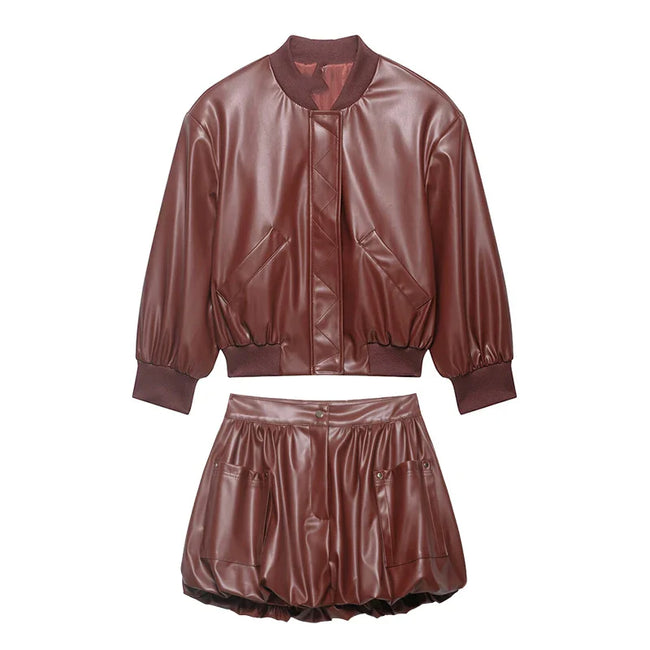 Audacious Faux Leather Two-Piece Set Hover Image