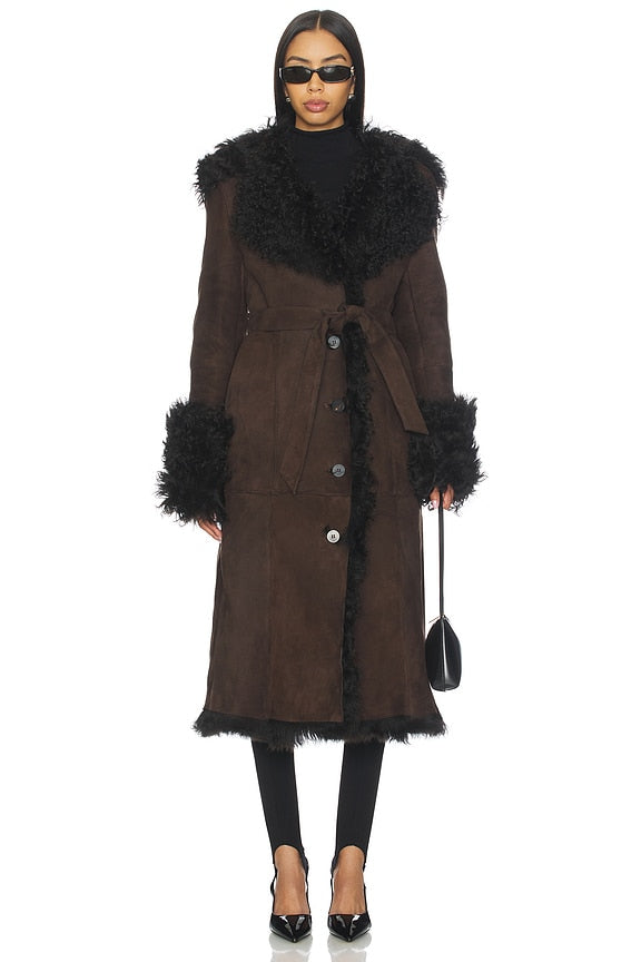 Daphne Shearling Suede Coat