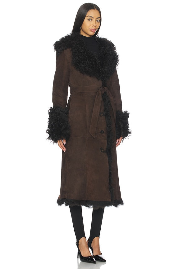 Daphne Shearling Suede Coat