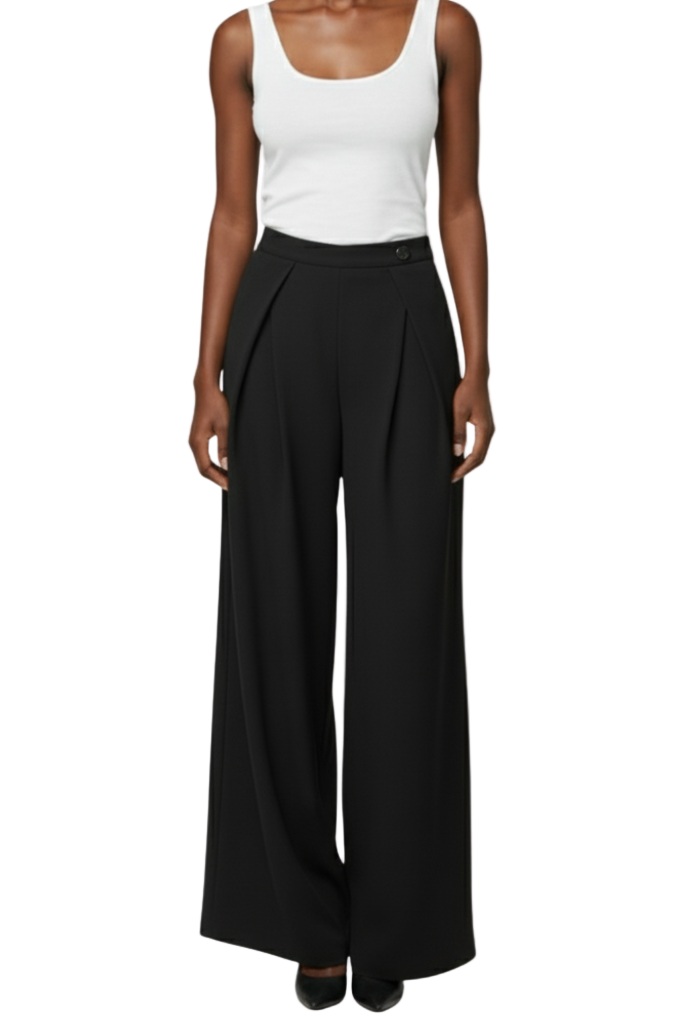 Arave Women's Loose Wide-Leg Pants With Metal Waist Trim And Symmetrical Structure