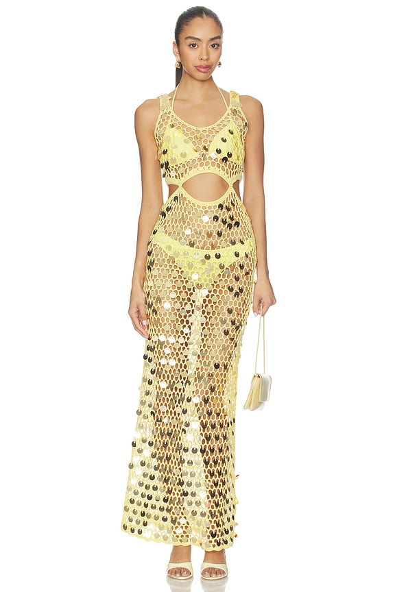Elena Maxi Dress in Baby Yellow