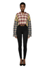SUMWON WOMEN Plaid Multi Pattern Patchwork Oversized Cropped Button
