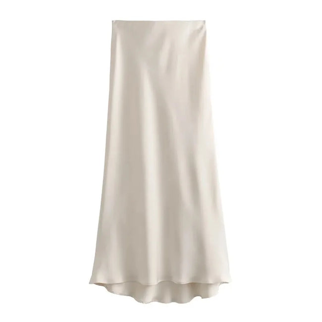 Refined Silk Midi Skirt Hover Image