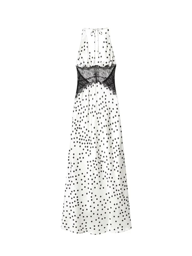 Radiant Lace Polka Dot Maxi Dress Hover Image