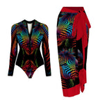 Wild Heart Printed Long-Sleeve One-Piece