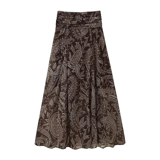 Wanderlust Vintage Printed Maxi Skirt Hover Image