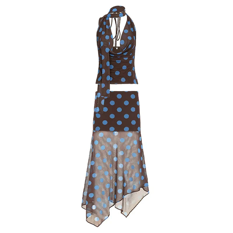 Free Spirit Polka Dot Halter Two-Piece Set