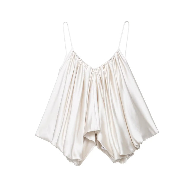 Radiant Satin Backless Crop Top Hover Image