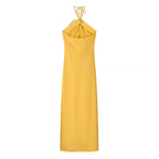 Radiant Gold Halter Maxi Dress