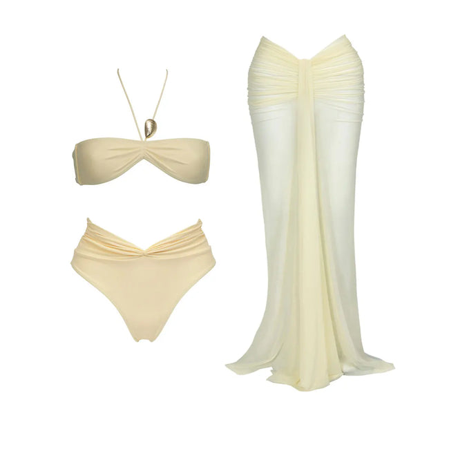 Divine Ruched Cover Up Bikini Set Hover Image
