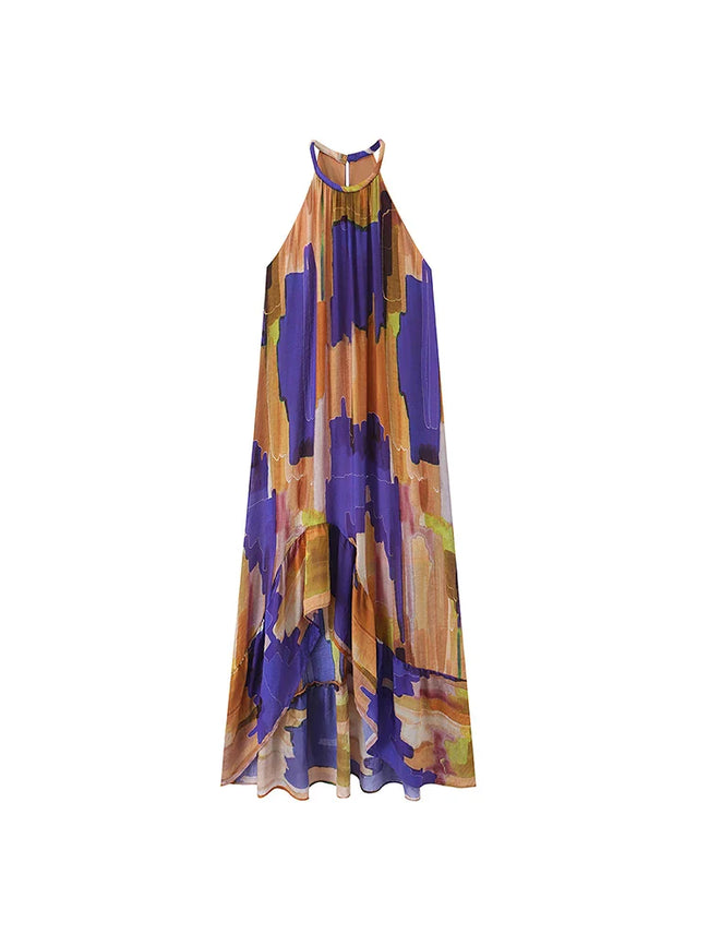 Wanderlust Halter Printed Maxi Dress Hover Image