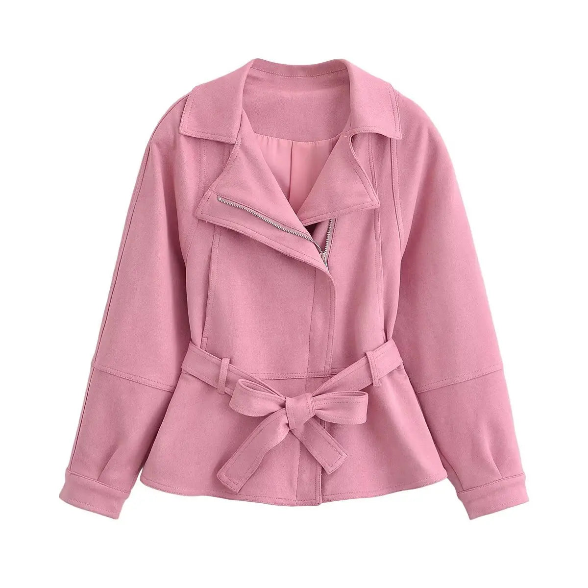 Elegant Suede Belted Skirt Set
