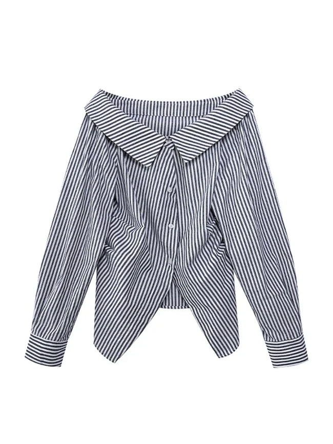 Confident Off-Shoulder Striped Blouse Hover Image