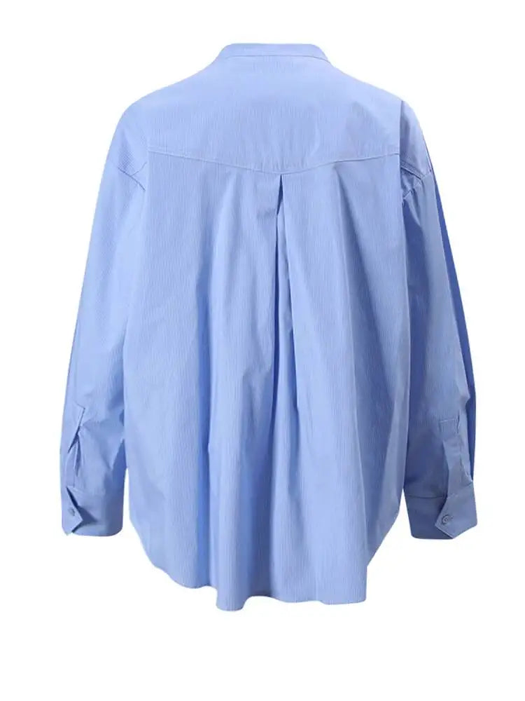 Elegant Striped Bow Collar Blouse