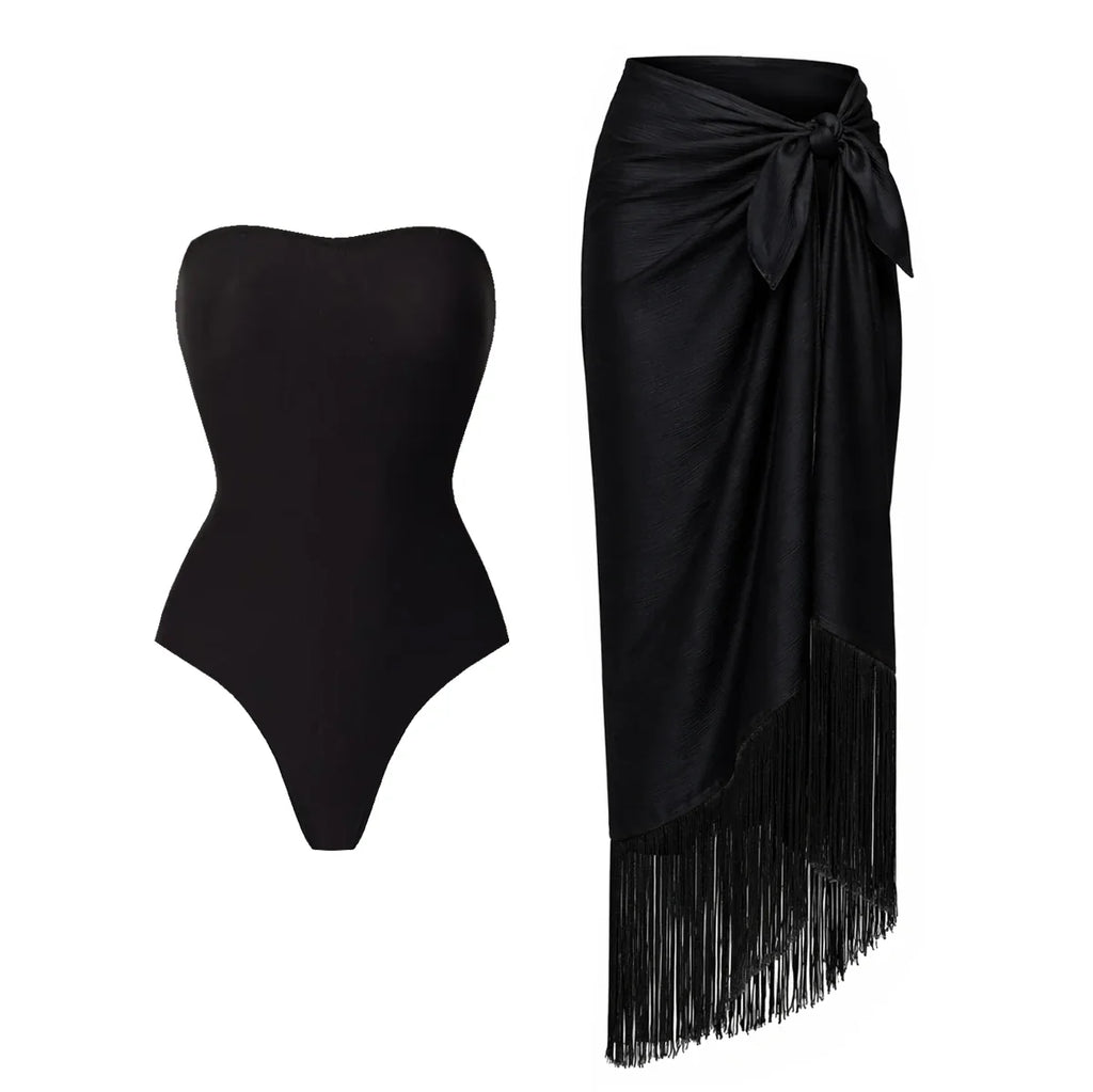 Radiant Strapless Solid Swimsuit Set