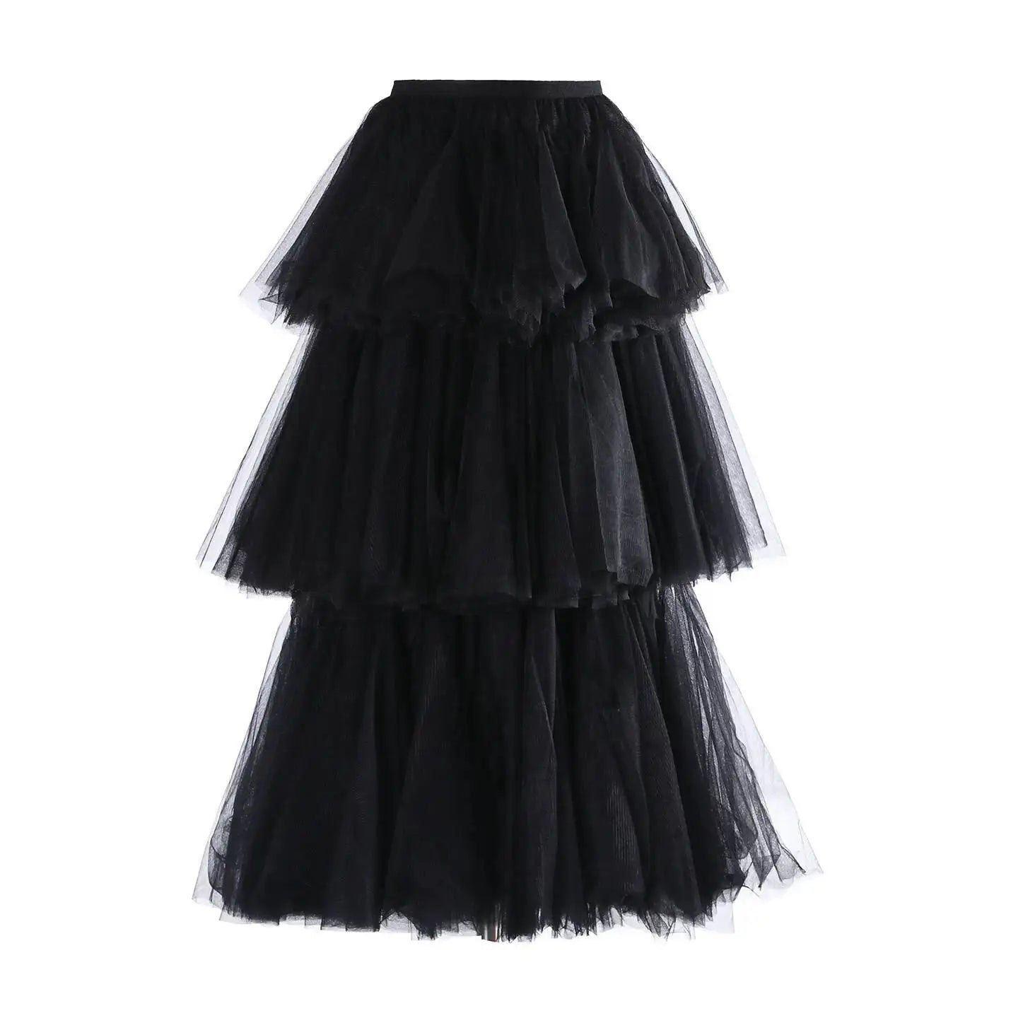 Liberated Mesh Tiered A-Line Skirt