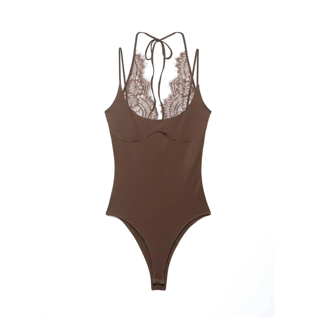 Daring Lace Halter Bodysuit Hover Image