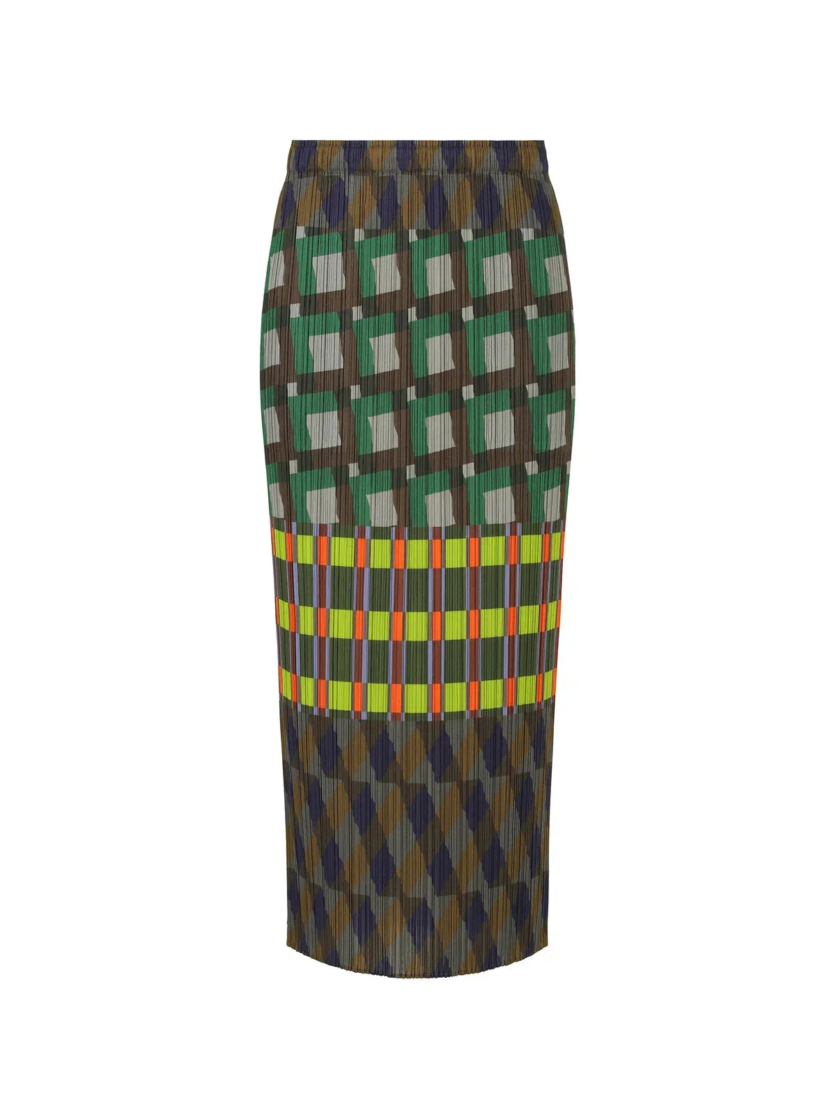 Spirited Pleated Geometric Midi Skirt