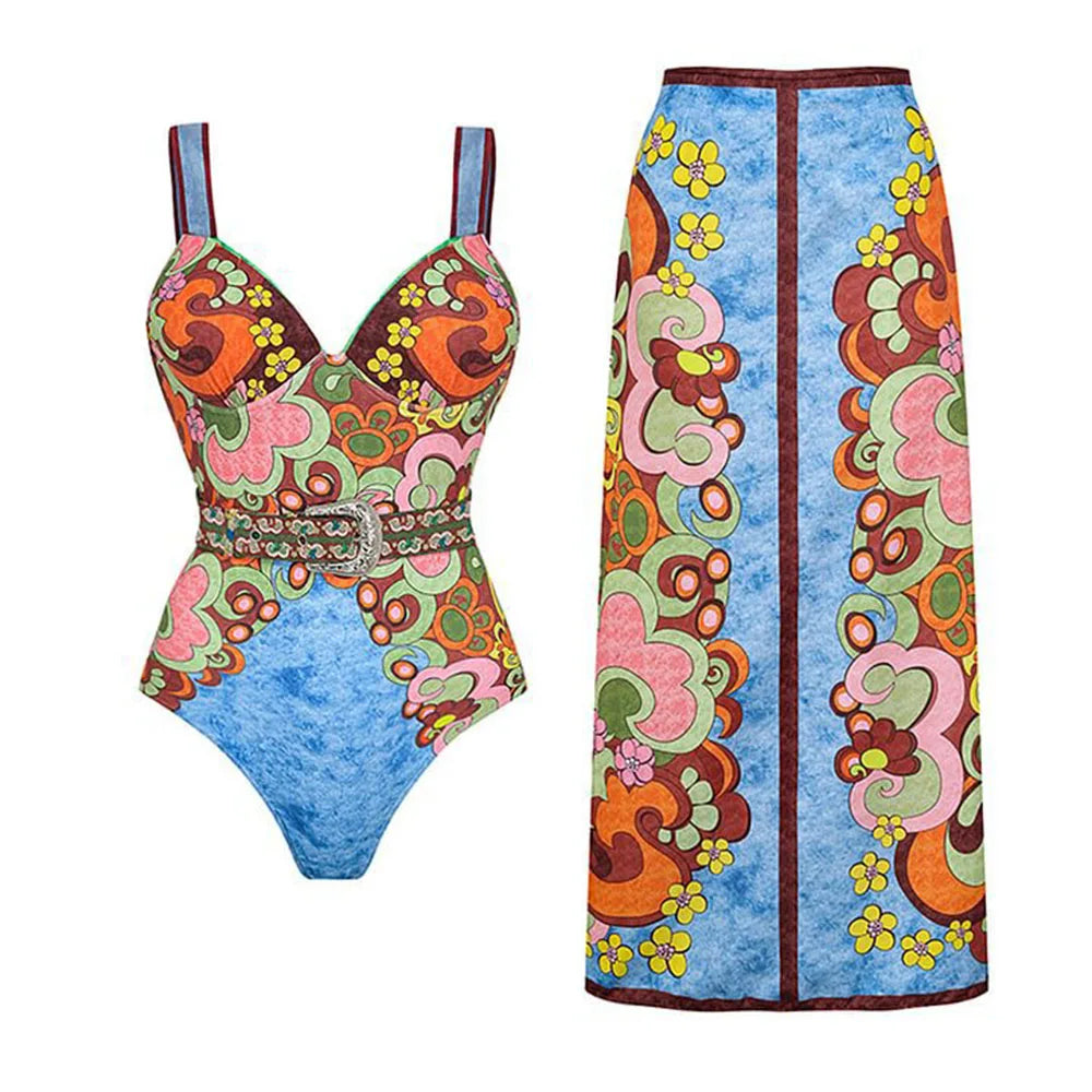 Vibrant Houndstooth One-Piece Swimsuit