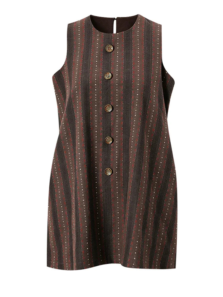 Vibrant Striped Mini Vest Dress