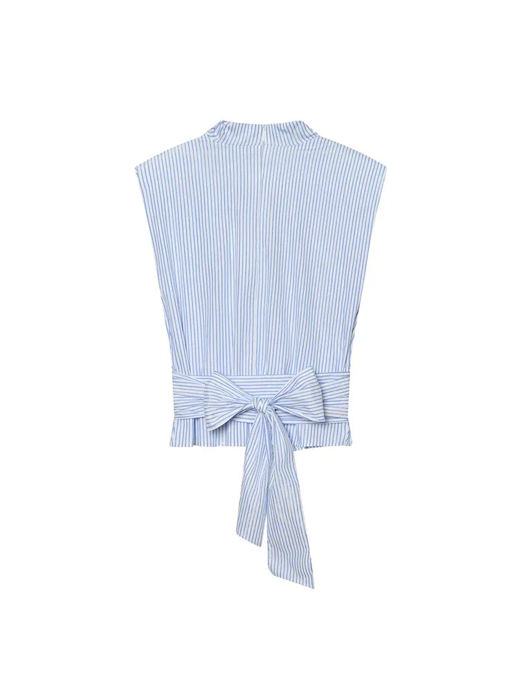 Elegant Striped Bow Blouse