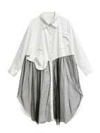 Unique Mesh Patchwork Shirt Dress