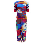 Vibrant Abstract Pleated Midi Dress
