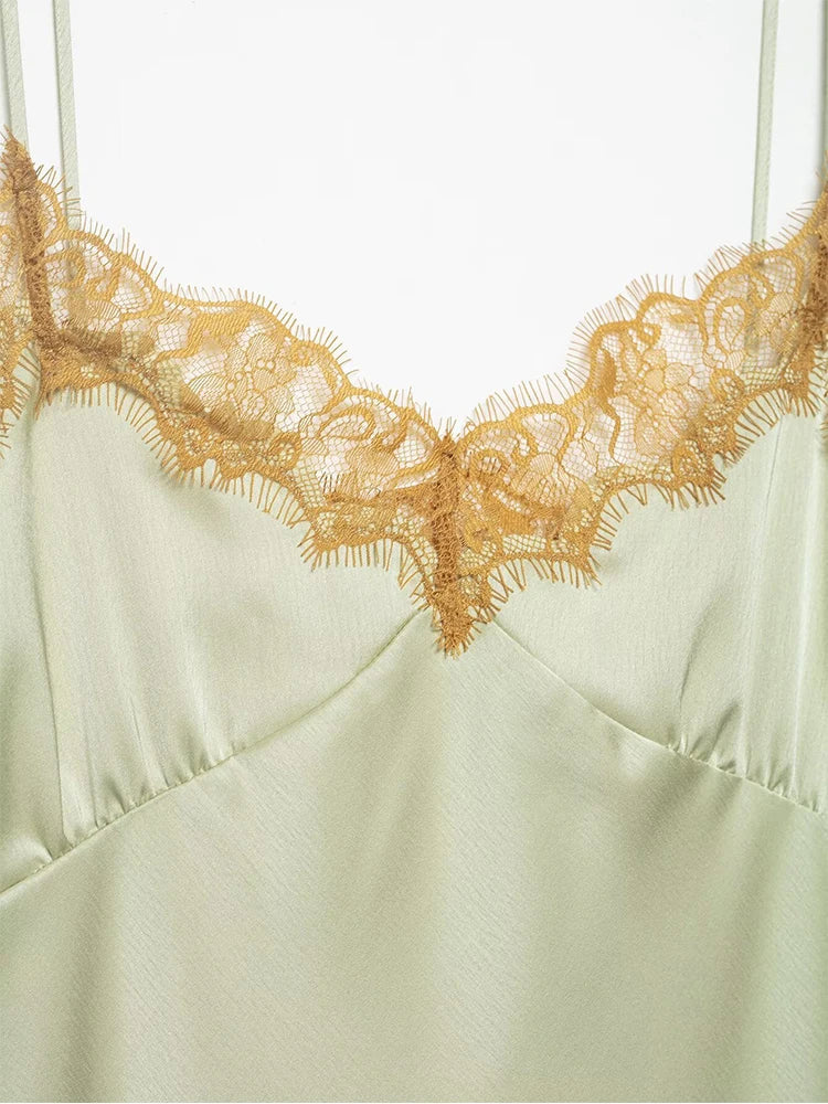 Worthy Satin Lace Slip Dress