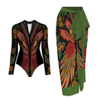 Wild Heart Printed Long-Sleeve One-Piece