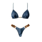 Audacious Denim Strappy Bikini Set