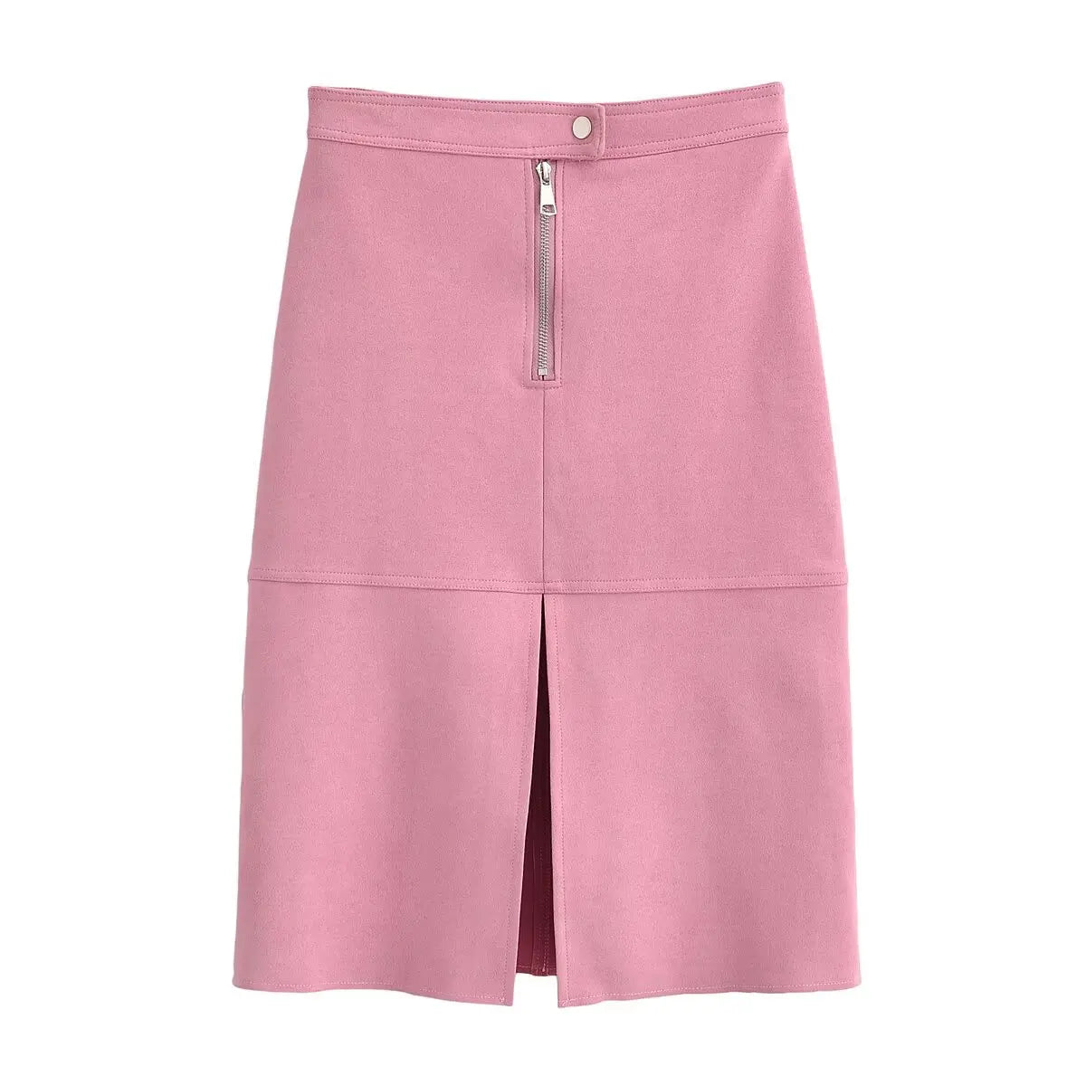 Elegant Suede Belted Skirt Set