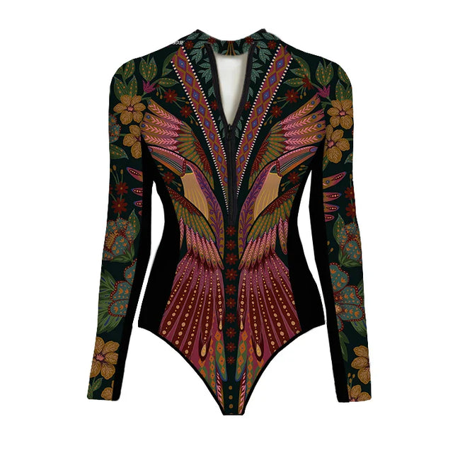 Wild Heart Printed Long-Sleeve One-Piece Hover Image